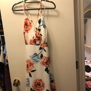 White floral midi dress